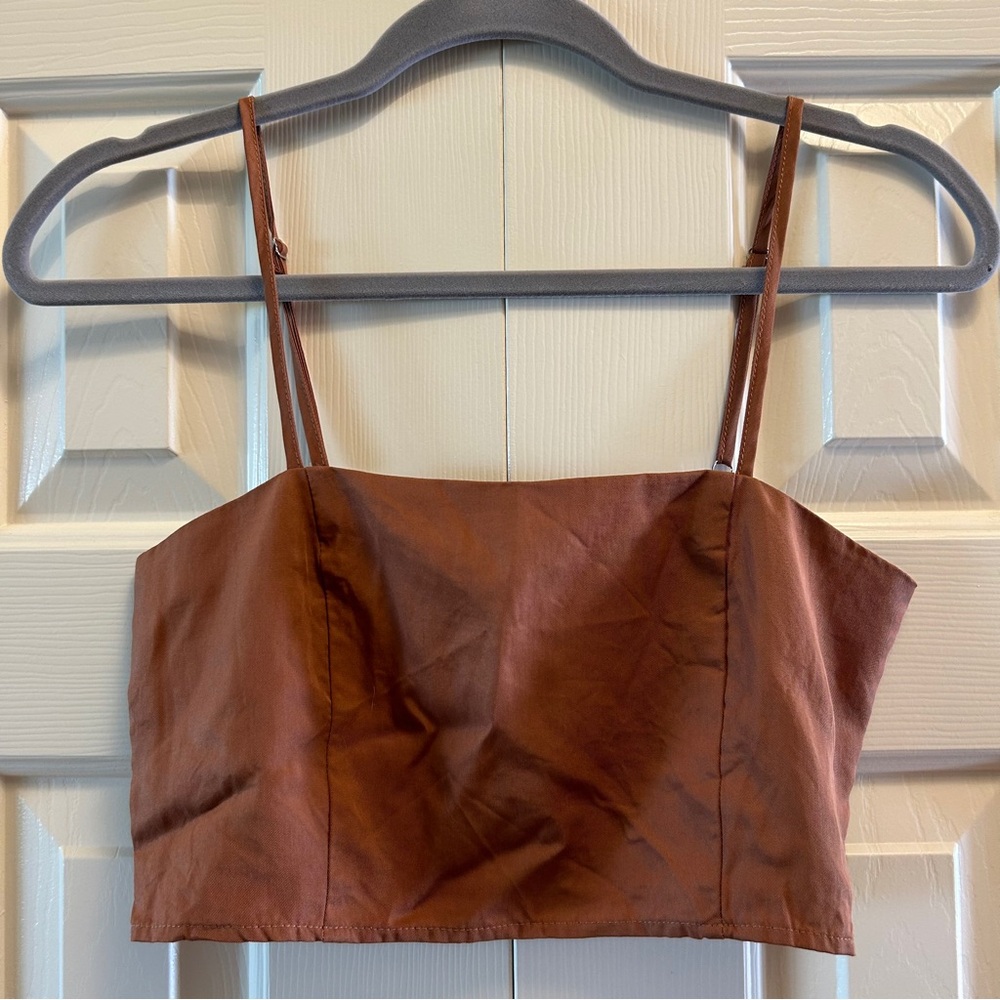 Kittenish Brown Cami Crop Top